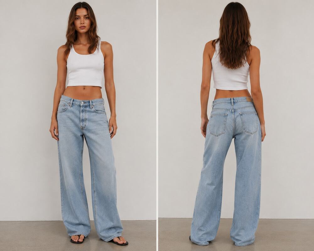 AGOLDE Low Slung Baggy Jeans Spark Size 25 Light Blue Vintage Wash Wide Leg NWOT